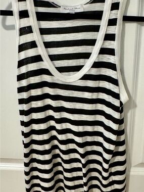 Michael Stars Black and White Striped Scoop Tank